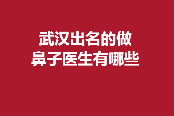 武漢出名的做鼻子醫(yī)生有哪些？這5位備受求美者歡迎