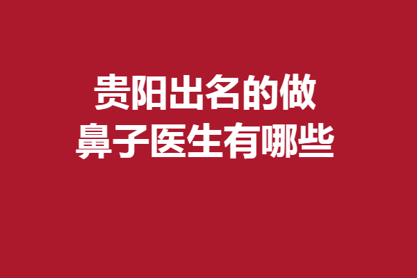 貴陽出名的做鼻子醫(yī)生有哪些？高性價比醫(yī)生指南來一波~